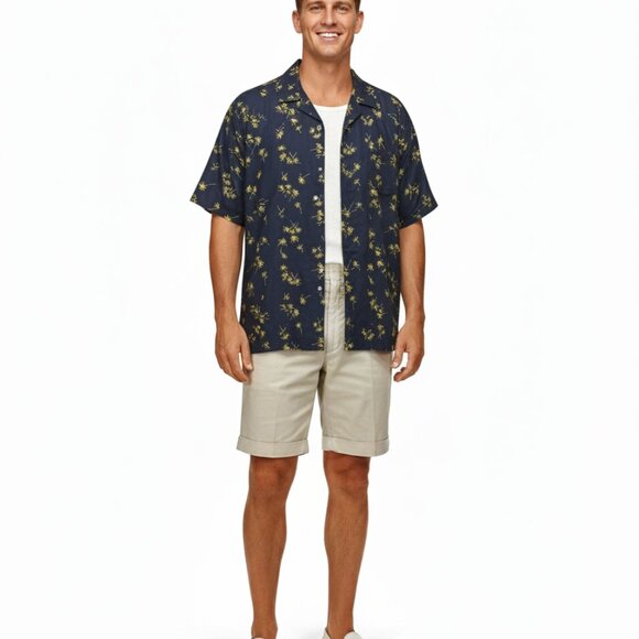 VTG NOS Fun Boxers 1950s Look Tropicals Mens Pajamas Shorts Palm Tree Print - Picture 1 of 6